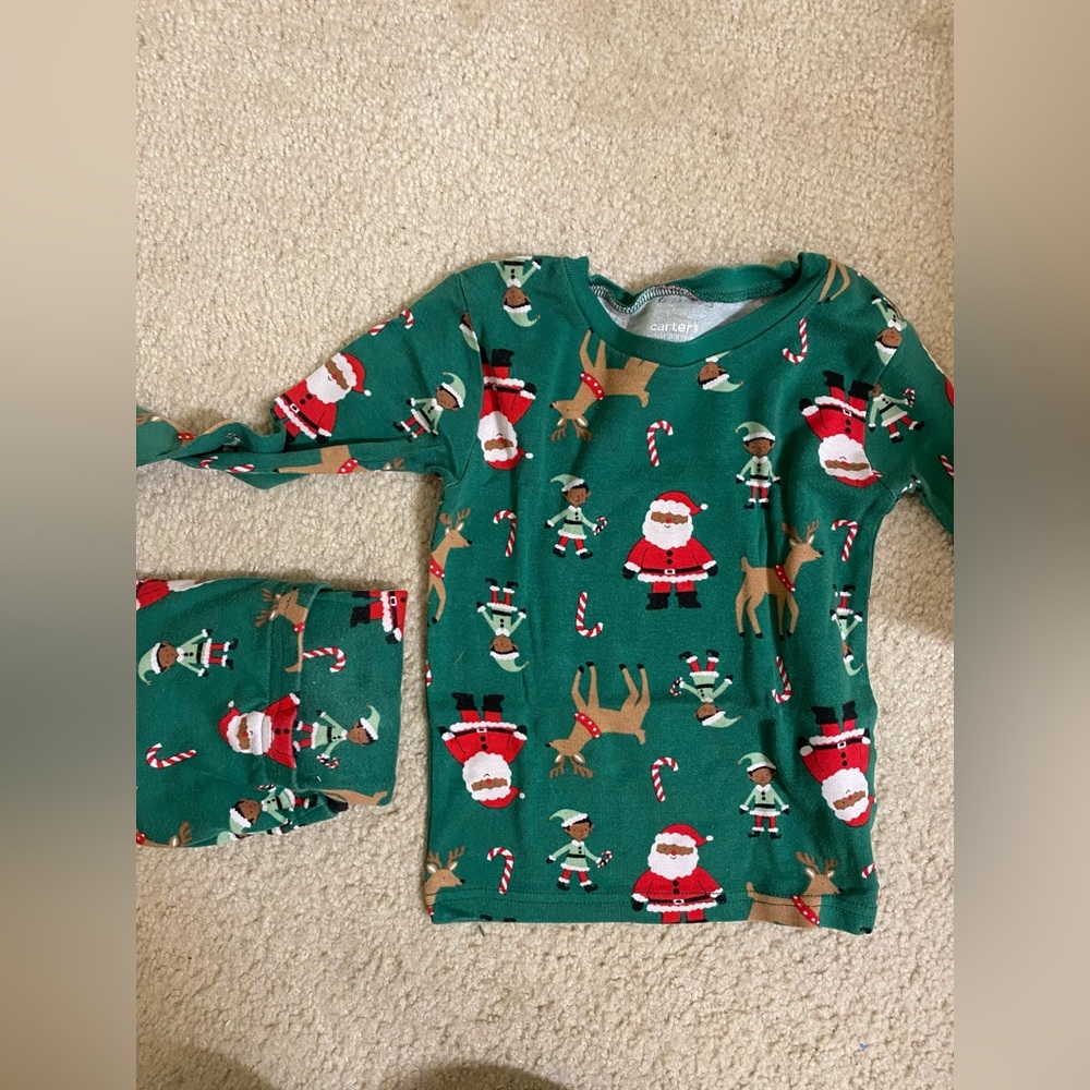 Carter's Carter's Green‎ Santa and Reindeer Kids Pajamas 5T
